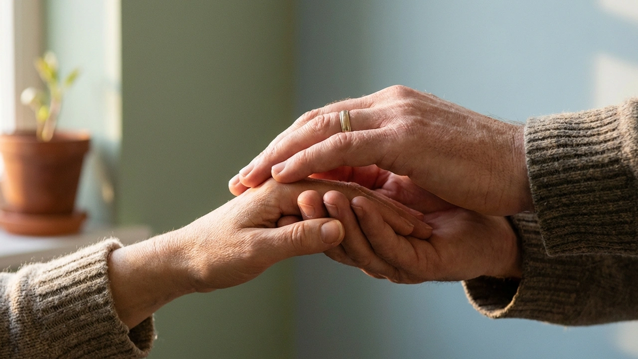 Beschermende hand boven een persoon symbool voor hulp