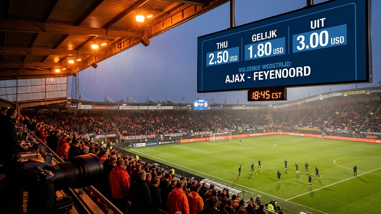 Voetbalstadion met wedquoteringen op een scherm